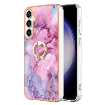 For Samsung Galaxy S23 FE 5G Electroplating Marble Dual-side IMD Phone Case with Ring(Pink 013) - Galaxy S23 FE 5G Cases by buy2fix | Online Shopping UK | buy2fix