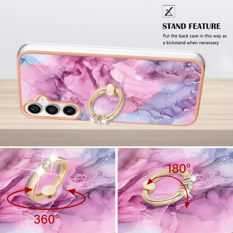 For Samsung Galaxy S23 FE 5G Electroplating Marble Dual-side IMD Phone Case with Ring(Pink 013) - Galaxy S23 FE 5G Cases by buy2fix | Online Shopping UK | buy2fix