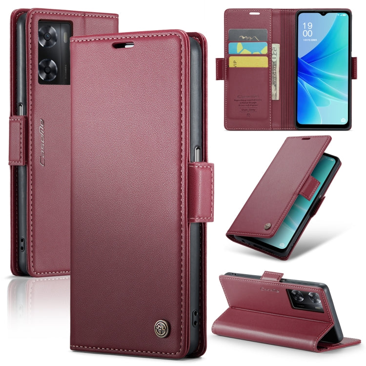 For OPPO A57 4G Global/A57s 4G Global CaseMe 023 Butterfly Buckle Litchi Texture RFID Anti-theft Leather Phone Case(Wine Red) - OPPO Cases by CaseMe | Online Shopping UK | buy2fix