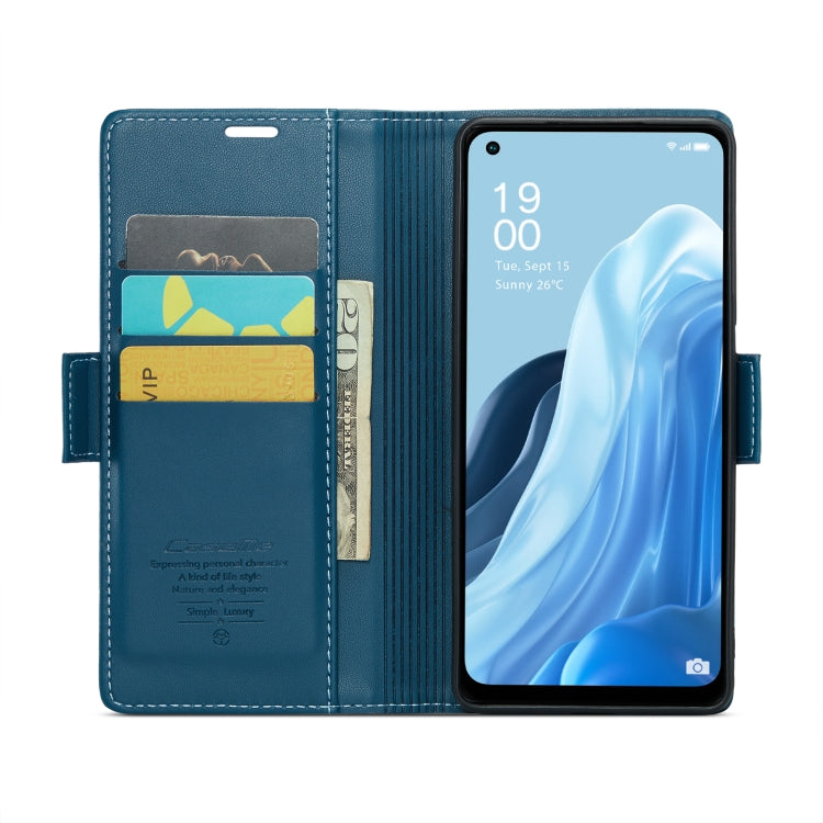 For OPPO Reno7 4G Indonesia/F21 Pro 4G/Reno8 4G CaseMe 023 Butterfly Buckle Litchi Texture RFID Anti-theft Leather Phone Case(Blue) - OPPO Cases by CaseMe | Online Shopping UK | buy2fix