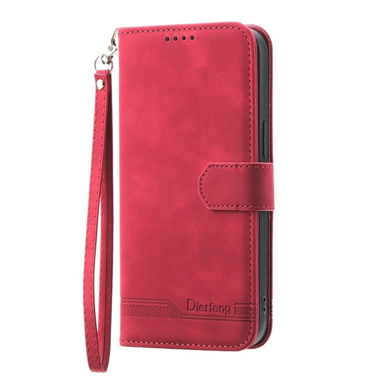 For Xiaomi Redmi 13C Dierfeng Dream Line TPU + PU Leather Phone Case(Red) - 13C Cases by buy2fix | Online Shopping UK | buy2fix