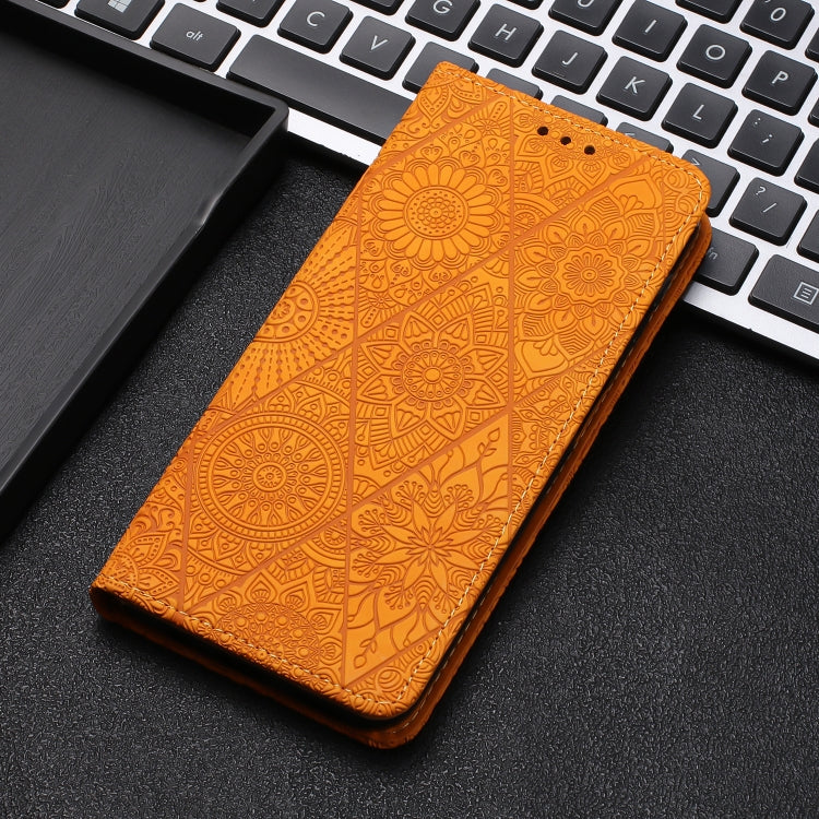 For Xiaomi Redmi Note 13 5G Ethnic Embossed Adsorption Leather Phone Case(Yellow) - Note 13 Cases by buy2fix | Online Shopping UK | buy2fix