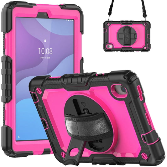 For Lenovo Tab M8 HD 2020/2019 Silicone Hybrid PC Tablet Case with Shoulder Strap(Rose Red PC) - Lenovo by buy2fix | Online Shopping UK | buy2fix