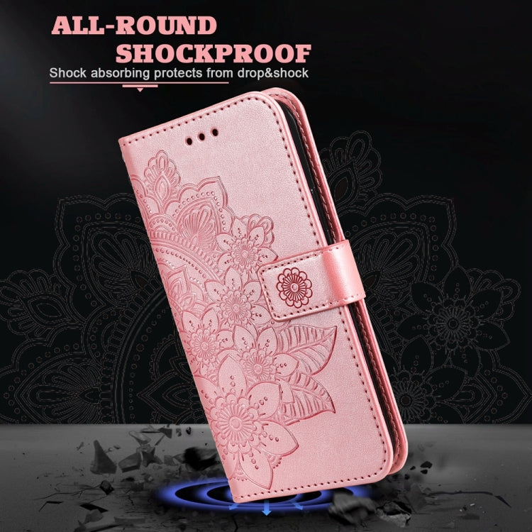 For Xiaomi 14 Pro 7-petal Flowers Embossing Leather Phone Case(Rose Gold) - 14 Pro Cases by buy2fix | Online Shopping UK | buy2fix