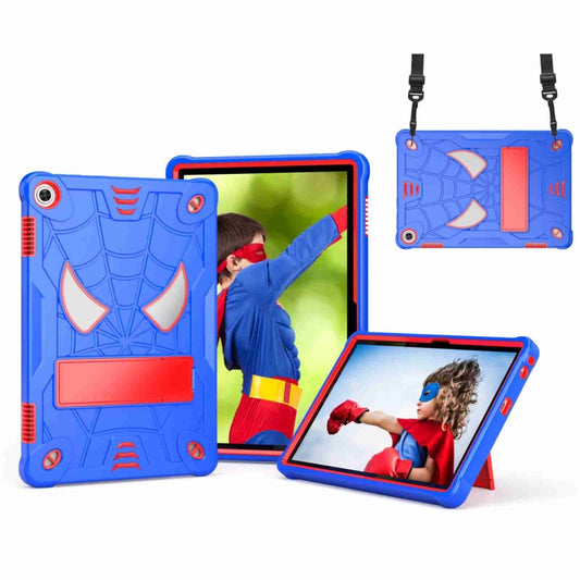 For Lenovo Tab M10 3rd Gen Spider Texture Silicone Hybrid PC Tablet Case with Shoulder Strap(Blue + Red) - Lenovo by buy2fix | Online Shopping UK | buy2fix