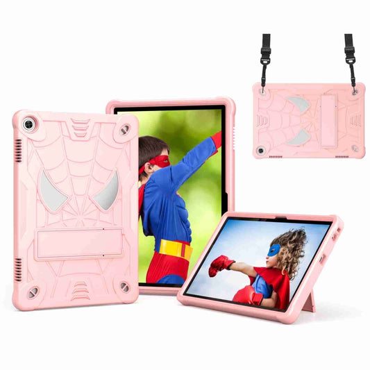 For Lenovo Tab M10 3rd Gen Spider Texture Silicone Hybrid PC Tablet Case with Shoulder Strap(Rose Gold) - Lenovo by buy2fix | Online Shopping UK | buy2fix