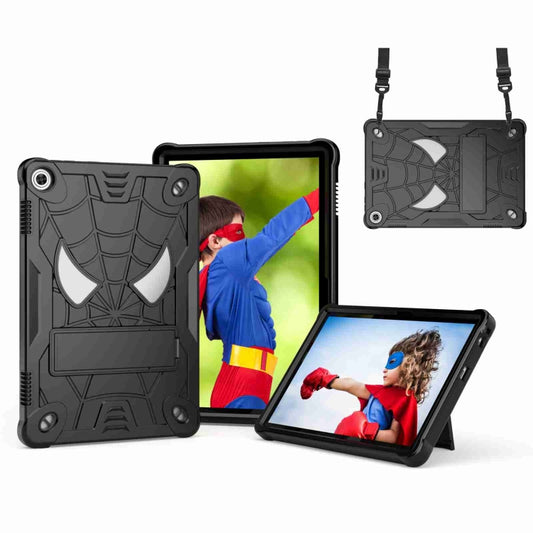 For Lenovo Tab M10 3rd Gen Spider Texture Silicone Hybrid PC Tablet Case with Shoulder Strap(Black) - Lenovo by buy2fix | Online Shopping UK | buy2fix