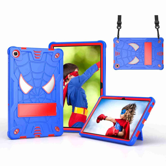 For Lenovo Tab M10 Plus 10.6 3rd Gen 2022 Spider Texture Silicone Hybrid PC Tablet Case with Shoulder Strap(Blue + Red) - Lenovo by buy2fix | Online Shopping UK | buy2fix