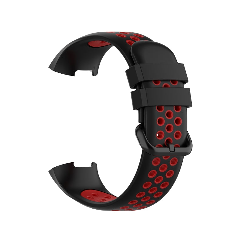 For Fitbit Charge 4 / Charge 3 / Charge 3 SE Watch Button Two Colors Silicone Replacement Strap Watchband(Black Red) - Watch Bands by buy2fix | Online Shopping UK | buy2fix