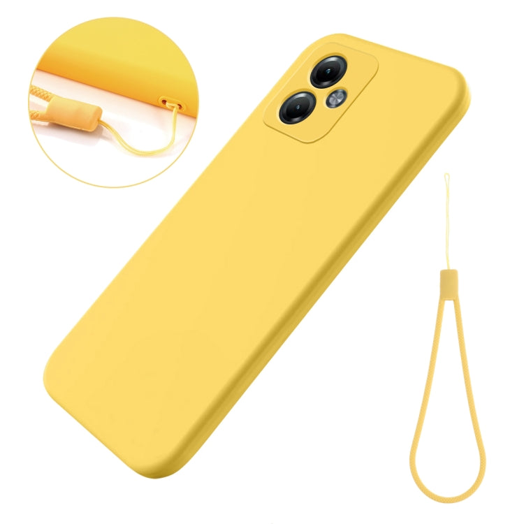 For Motorola Moto G14 Pure Color Liquid Silicone Shockproof Phone Case(Yellow) - Motorola Cases by buy2fix | Online Shopping UK | buy2fix