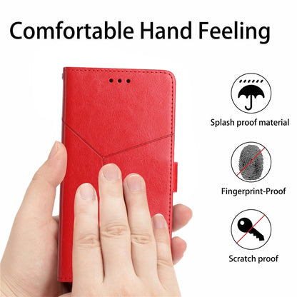 For iPhone SE 2024 HT01 Y-shaped Pattern Flip Leather Phone Case(Red) - More iPhone Cases by buy2fix | Online Shopping UK | buy2fix