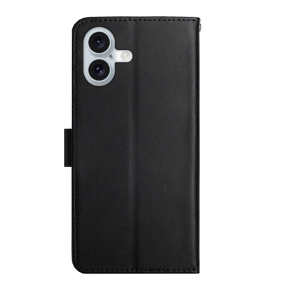 For iPhone 16 Plus Genuine Leather Fingerprint-proof Flip Phone Case(Black) - iPhone 16 Plus Cases by buy2fix | Online Shopping UK | buy2fix