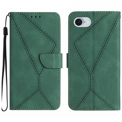 For iPhone SE 2024 Stitching Embossed Leather Phone Case(Green) - More iPhone Cases by buy2fix | Online Shopping UK | buy2fix