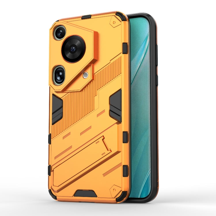 For Huawei Pura 70 Ultra Punk Armor 2 in 1 PC + TPU Phone Case with Holder(Orange) - Huawei Cases by buy2fix | Online Shopping UK | buy2fix