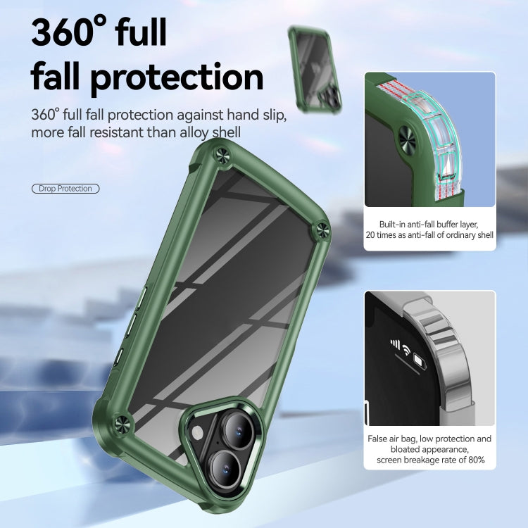 For iPhone 16 TPU + PC Lens Protection Phone Case(Green) - iPhone 16 Cases by buy2fix | Online Shopping UK | buy2fix