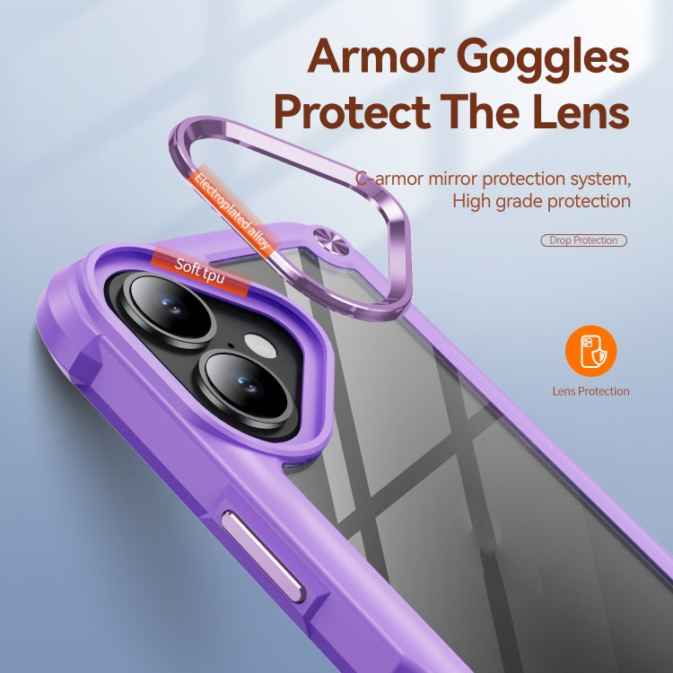 For iPhone 16 TPU + PC Lens Protection Phone Case(Purple) - iPhone 16 Cases by buy2fix | Online Shopping UK | buy2fix