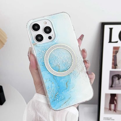 For iPhone 12 Pro Max Dual-side IMD Marble Magsafe Phone Case(Sky Blue) - iPhone 12 Pro Max Cases by buy2fix | Online Shopping UK | buy2fix