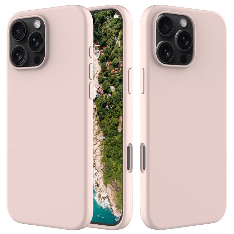 For iPhone 16 Pro Max Solid Color Silicone Phone Case(Sand Pink) - More iPhone Cases by buy2fix | Online Shopping UK | buy2fix