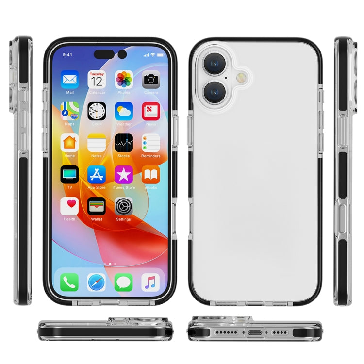 For iPhone 16 Two-color Shockproof High Transparency TPU Phone Case(Black) - iPhone 16 Cases by buy2fix | Online Shopping UK | buy2fix