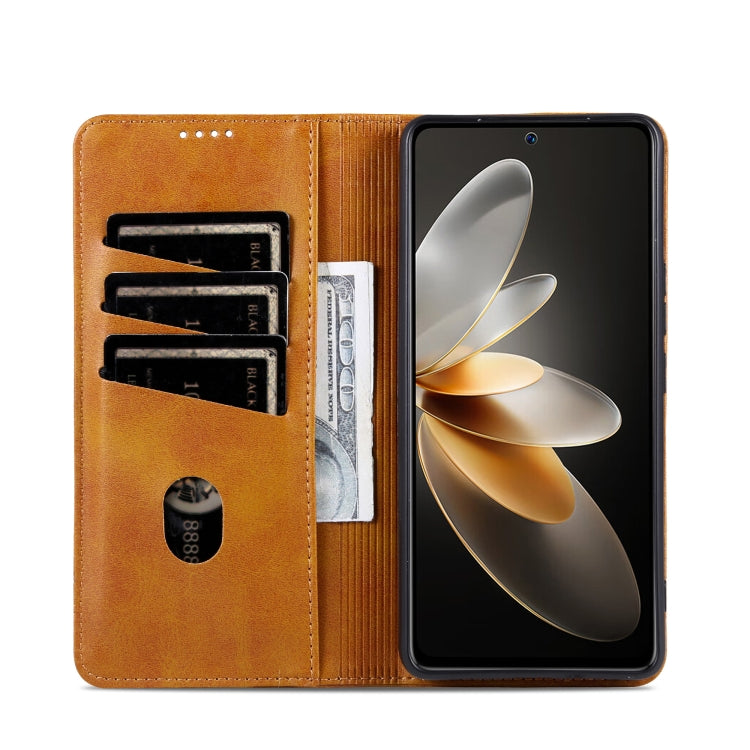 For Xiaomi Redmi K70/K70 Pro AZNS Magnetic Calf Texture Flip Leather Phone Case(Light Brown) - K70 Pro Cases by AZNS | Online Shopping UK | buy2fix