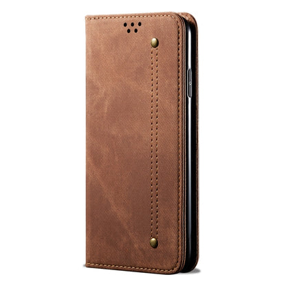 For vivo X100 Denim Texture Flip Leather Phone Case(Brown) - X100 Cases by imak | Online Shopping UK | buy2fix