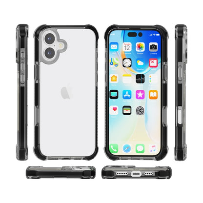 For iPhone 16 Four-corner Shockproof TPU + Acrylic Phone Case(Black) - iPhone 16 Cases by buy2fix | Online Shopping UK | buy2fix