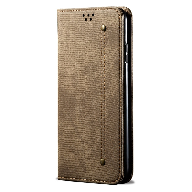 For Xiaomi Redmi Note 12S Denim Texture Flip Leather Phone Case(Khaki) - Xiaomi Cases by buy2fix | Online Shopping UK | buy2fix