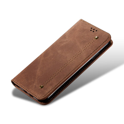 For Honor X8 5G / X6 4G Foreign Denim Texture Flip Leather Phone Case(Brown) - Honor Cases by buy2fix | Online Shopping UK | buy2fix