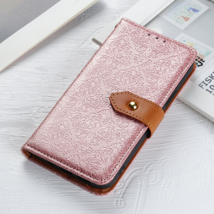 For iPhone 16e European Floral Embossed Leather Phone Case(Pink) - iPhone 16e Cases by buy2fix | Online Shopping UK | buy2fix