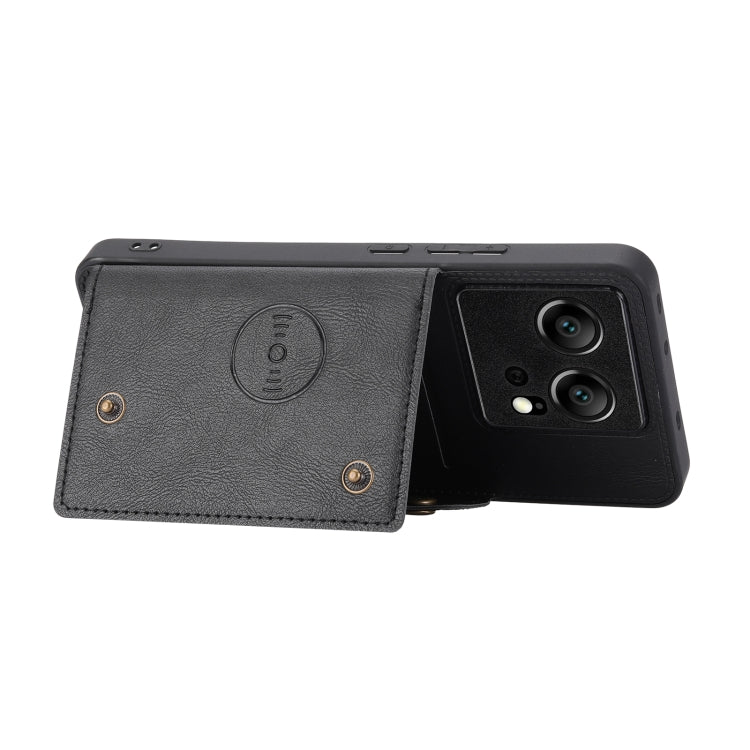 For Xiaomi 13T / Redmi K60 Ultra Double Buckle Card Slots Magnetic Phone Case(Black) - Redmi K60 Ultra Cases by buy2fix | Online Shopping UK | buy2fix