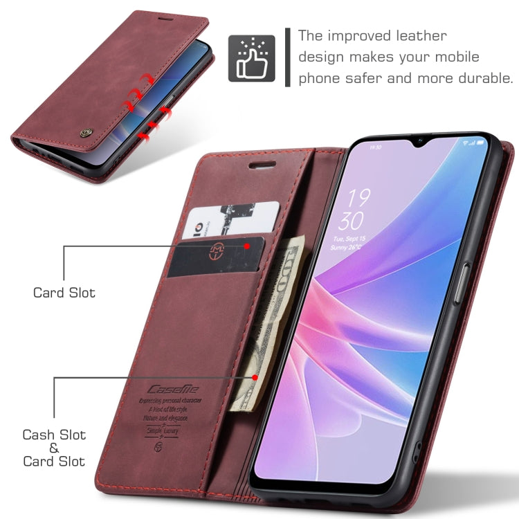 For OPPO A78 5G Global / A1X 5G CaseMe 013 Multifunctional Horizontal Flip Leather Phone Case(Wine Red) - OPPO Cases by CaseMe | Online Shopping UK | buy2fix