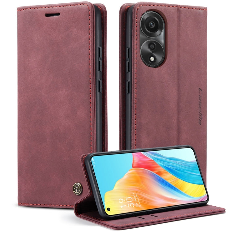 For OPPO A78 4G CaseMe 013 Multifunctional Horizontal Flip Leather Phone Case(Wine Red) - OPPO Cases by CaseMe | Online Shopping UK | buy2fix