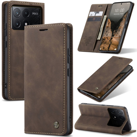 For Xiaomi Redmi K70E 5G CaseMe 013 Multifunctional Horizontal Flip Leather Phone Case(Coffee) - K70E Cases by CaseMe | Online Shopping UK | buy2fix