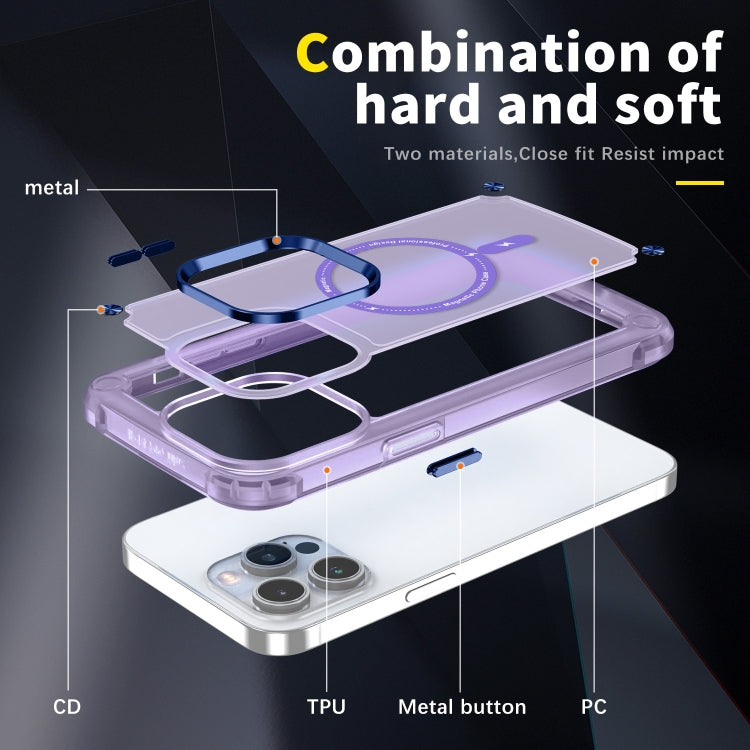 For iPhone 16 Pro Skin Feel TPU + PC MagSafe Magnetic Phone Case(Transparent Purple) - iPhone 16 Pro Cases by buy2fix | Online Shopping UK | buy2fix