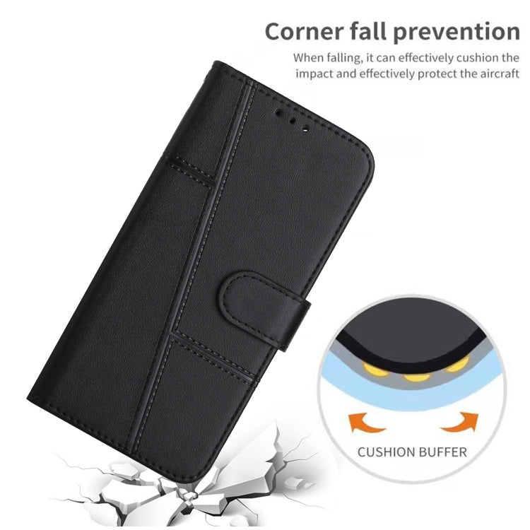 For Xiaomi Redmi A3 Stitching Calf Texture Buckle Leather Phone Case(Black) - Xiaomi Cases by buy2fix | Online Shopping UK | buy2fix