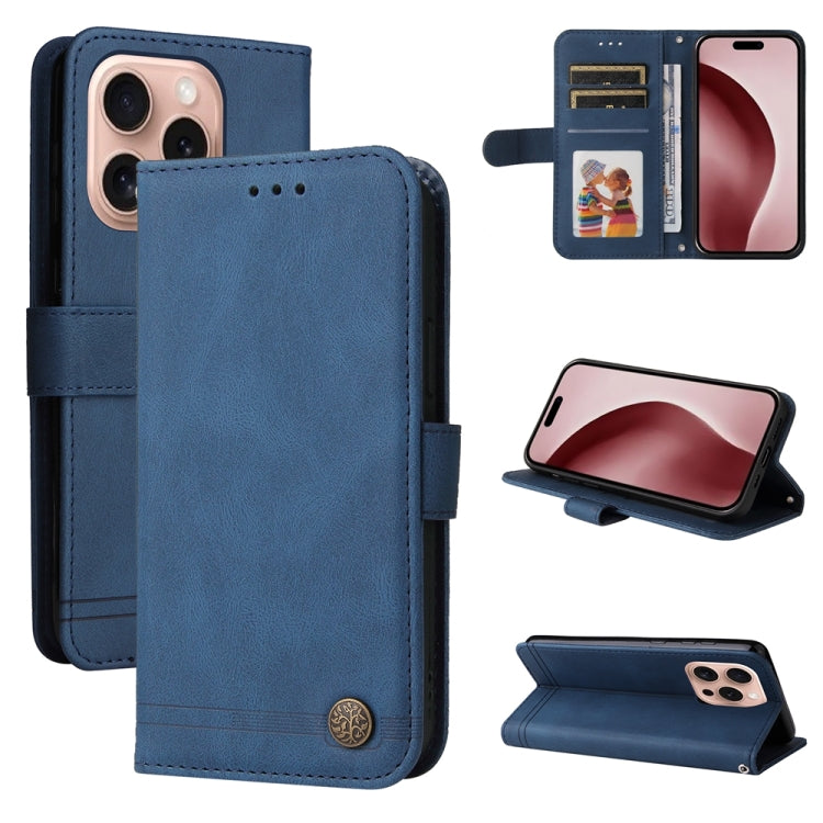 For iPhone 16 Pro Skin Feel Life Tree Leather Phone Case(Blue) - iPhone 16 Pro Cases by buy2fix | Online Shopping UK | buy2fix