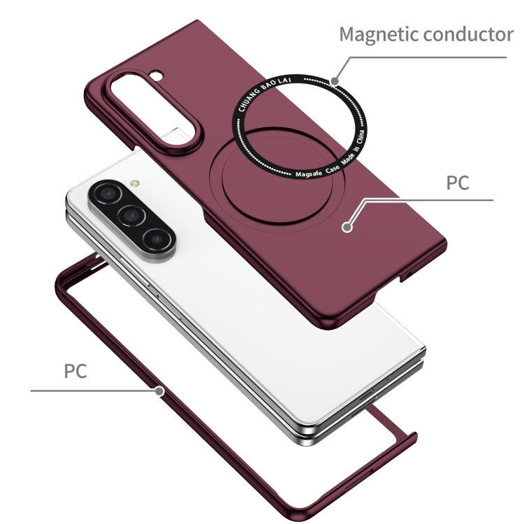 For Samsung Galaxy Z Fold6 5G Magsafe Magnetic Folding PC Phone Case(Wine Red) - Galaxy Z Fold6 5G Cases by buy2fix | Online Shopping UK | buy2fix