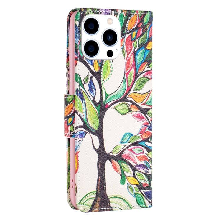 For iPhone 16 Pro Colored Drawing Pattern Leather Phone Case(Tree Life) - iPhone 16 Pro Cases by buy2fix | Online Shopping UK | buy2fix