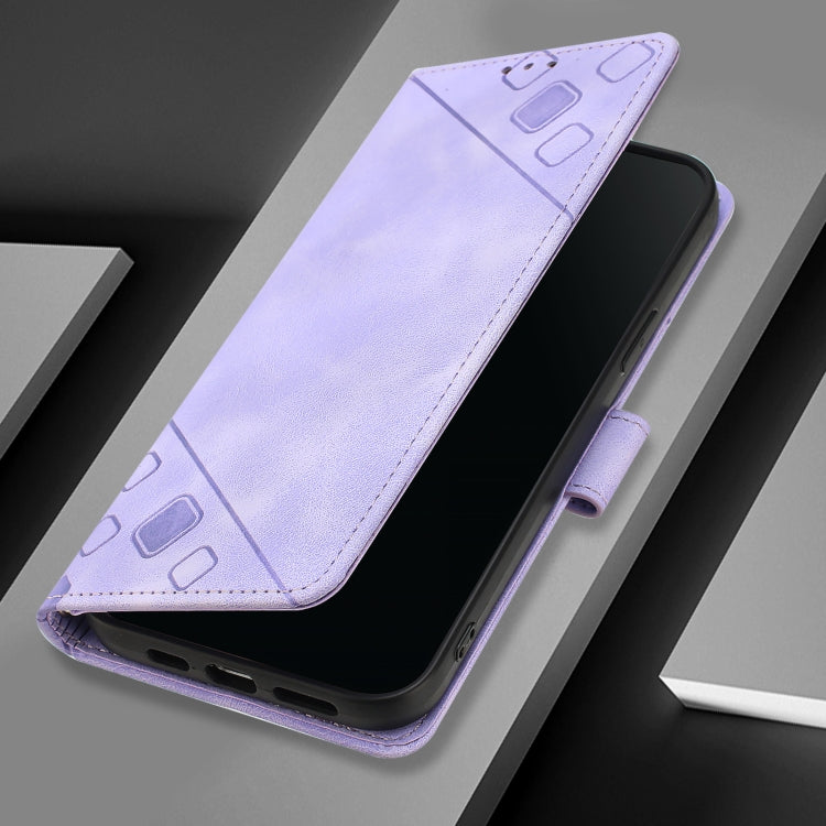 For iPhone SE 2024 Skin-feel Embossed Leather Phone Case(Light Purple) - More iPhone Cases by buy2fix | Online Shopping UK | buy2fix