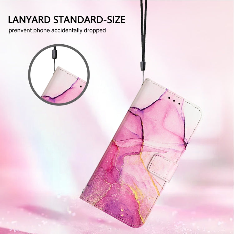 For iPhone 16 Plus PT003 Marble Pattern Flip Leather Phone Case(Pink Purple Gold LS001) - iPhone 16 Plus Cases by buy2fix | Online Shopping UK | buy2fix