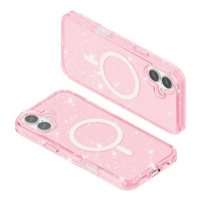 For iPhone 16 Terminator Style Glitter Powder MagSafe Magnetic Phone Case(Pink) - iPhone 16 Cases by buy2fix | Online Shopping UK | buy2fix