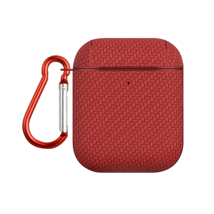 For AirPods 1 / 2 Woven Skin Texture PC TWS Earphone Protective Case(Red) - For AirPods 1/2 by buy2fix | Online Shopping UK | buy2fix