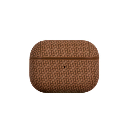 For AirPods Pro 2 Woven Skin Texture PC TWS Earphone Protective Case(Brown) - For AirPods Pro 2 by buy2fix | Online Shopping UK | buy2fix