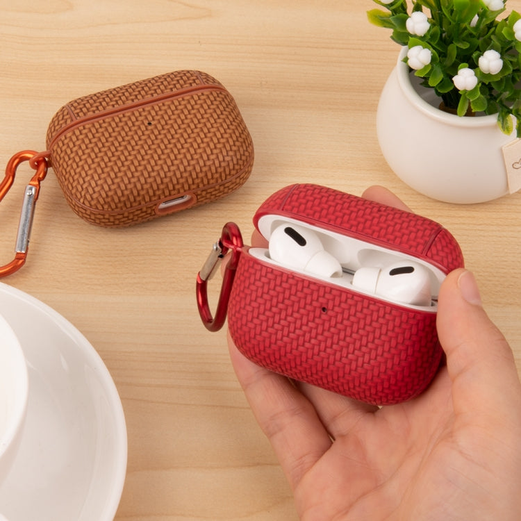 For AirPods 1 / 2 Woven Skin Texture PC TWS Earphone Protective Case(Red) - For AirPods 1/2 by buy2fix | Online Shopping UK | buy2fix