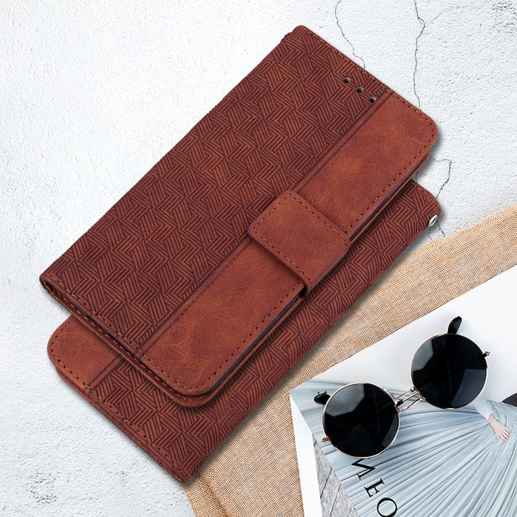 For Xiaomi Poco M6 Pro 4G Geometric Embossed Leather Phone Case(Brown) - Xiaomi Cases by buy2fix | Online Shopping UK | buy2fix