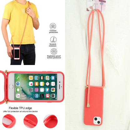 For iPhone 16 Wheat Straw TPU Shockproof Phone Case with Neck Lanyard(Red) - iPhone 16 Cases by buy2fix | Online Shopping UK | buy2fix