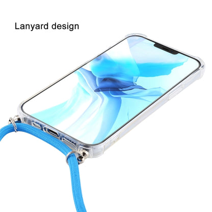 For iPhone 16 Pro Four-Corner Shockproof Transparent TPU Case with Lanyard(Dark Blue) - iPhone 16 Pro Cases by buy2fix | Online Shopping UK | buy2fix