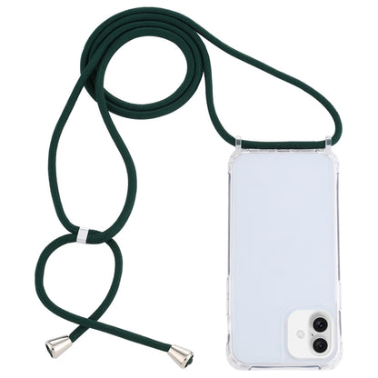 For iPhone 16 Transparent Acrylic Airbag Shockproof Phone Protective Case with Lanyard(Dark Green) - iPhone 16 Cases by buy2fix | Online Shopping UK | buy2fix