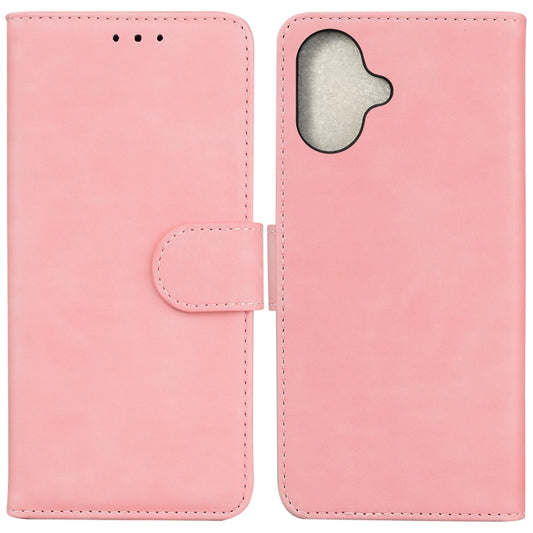 For iPhone 16 Skin Feel Pure Color Flip Leather Phone Case(Pink) - iPhone 16 Cases by buy2fix | Online Shopping UK | buy2fix