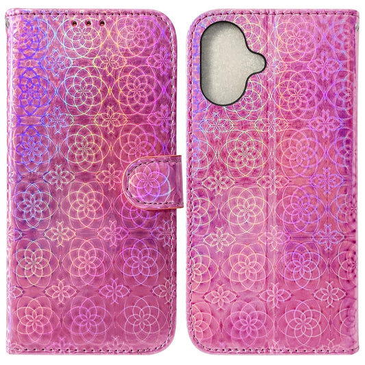 For iPhone 16 Plus Colorful Magnetic Buckle Leather Phone Case(Pink) - iPhone 16 Plus Cases by buy2fix | Online Shopping UK | buy2fix